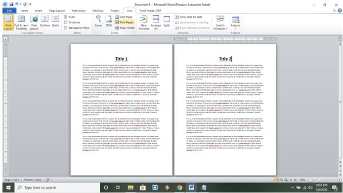 how to make one page in word document