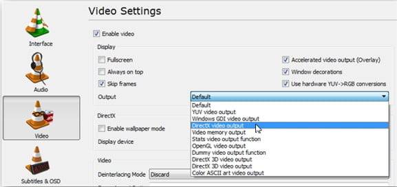 VLC player video setting