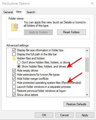 Folder option