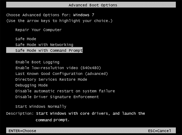 Safe Mode with Command Prompt
