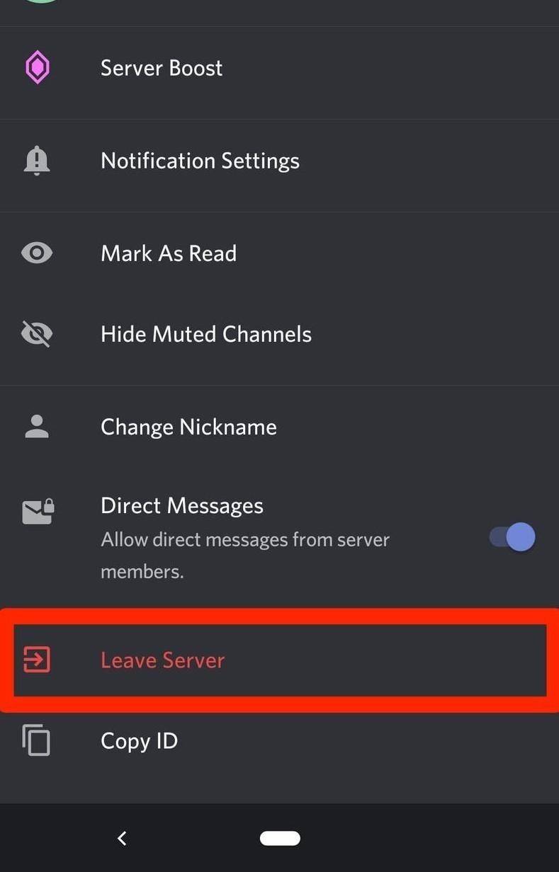 having “Leave Server” 