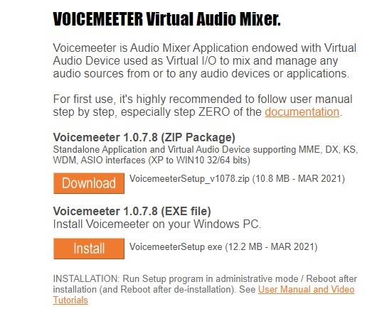 vicemeeter virtual audio mixer
