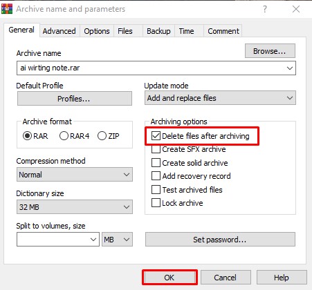 Delete Files After Archiving