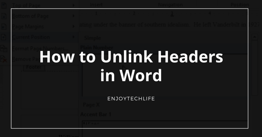 How to Unlink Headers in Word