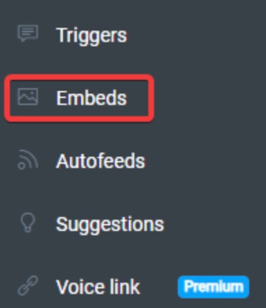 Embeds button