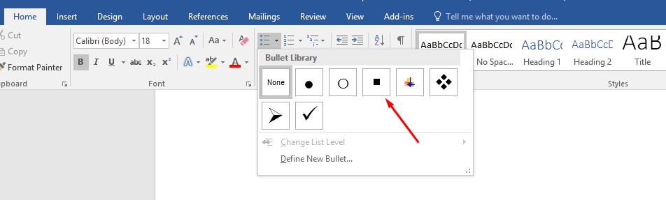 How To Apply Filled Square Bullets In Word