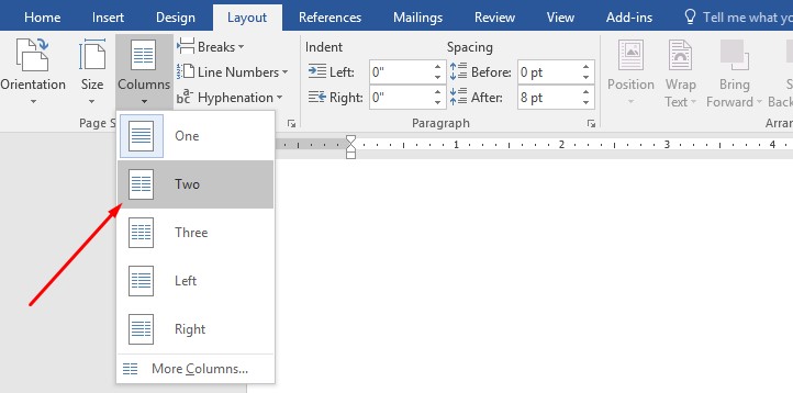 Making 2 Columns in Word