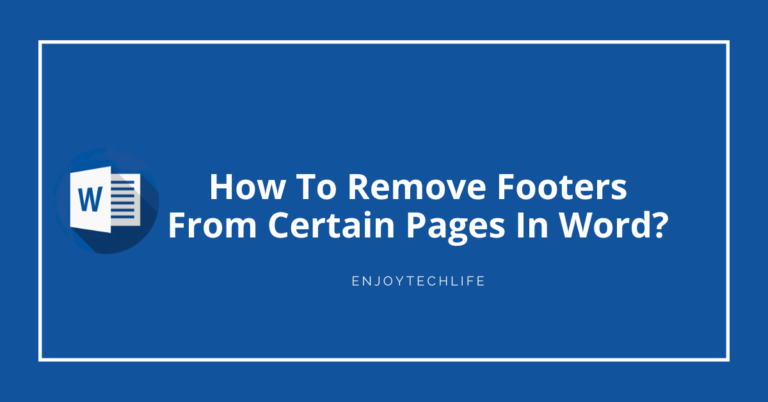 Remove Footers From Certain Pages In Word