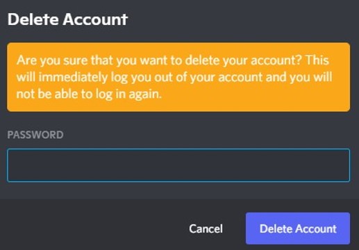 Delete Account.