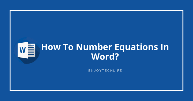 How To Number Equations In Word